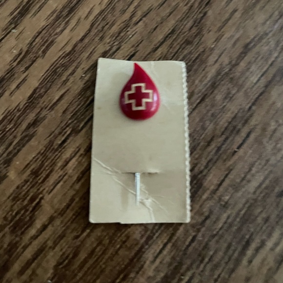 1960s Red Cross Blood Droplet Pin - Picture 2 of 5